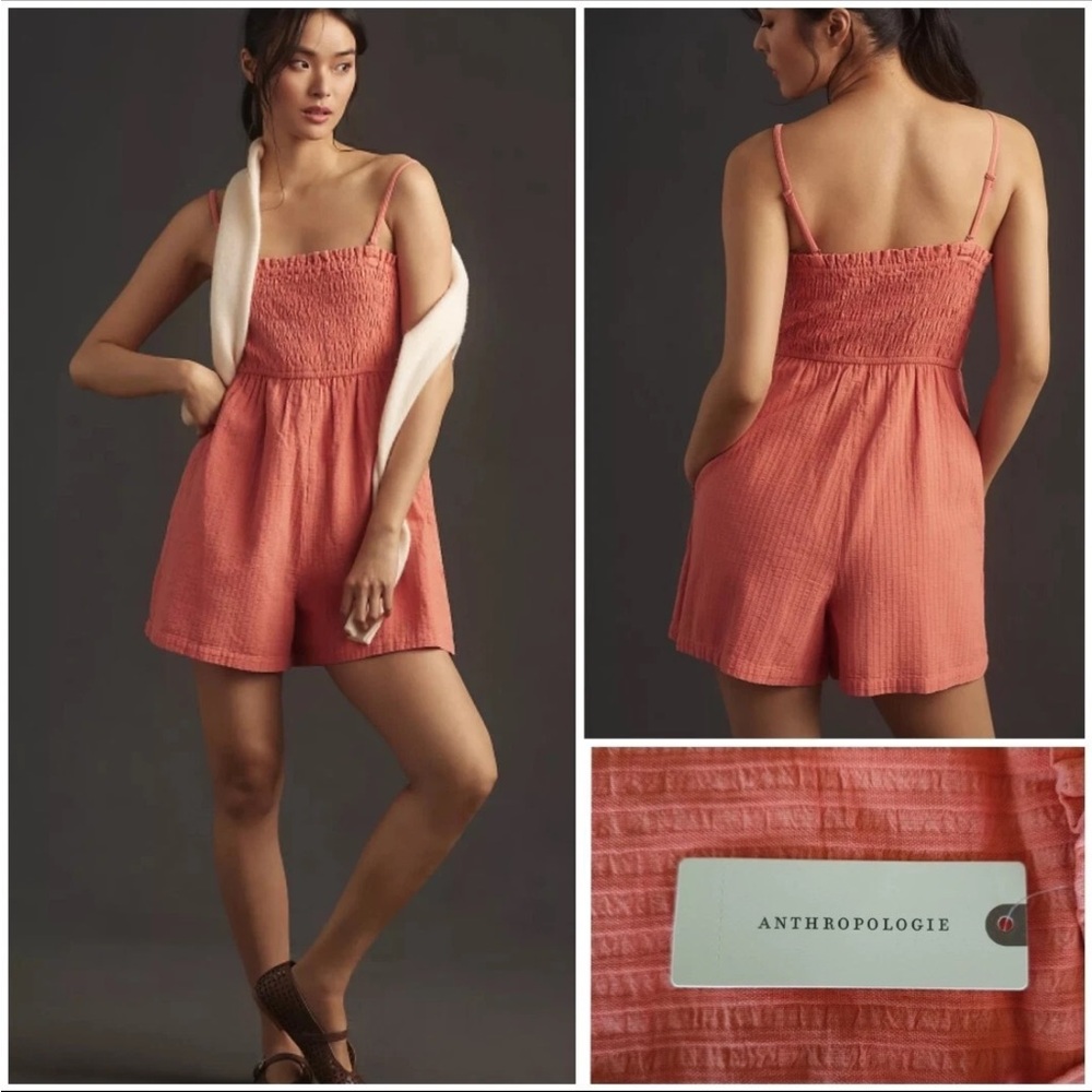 NWT Anthropologie Pilcro Sleeveless Smocked Romper